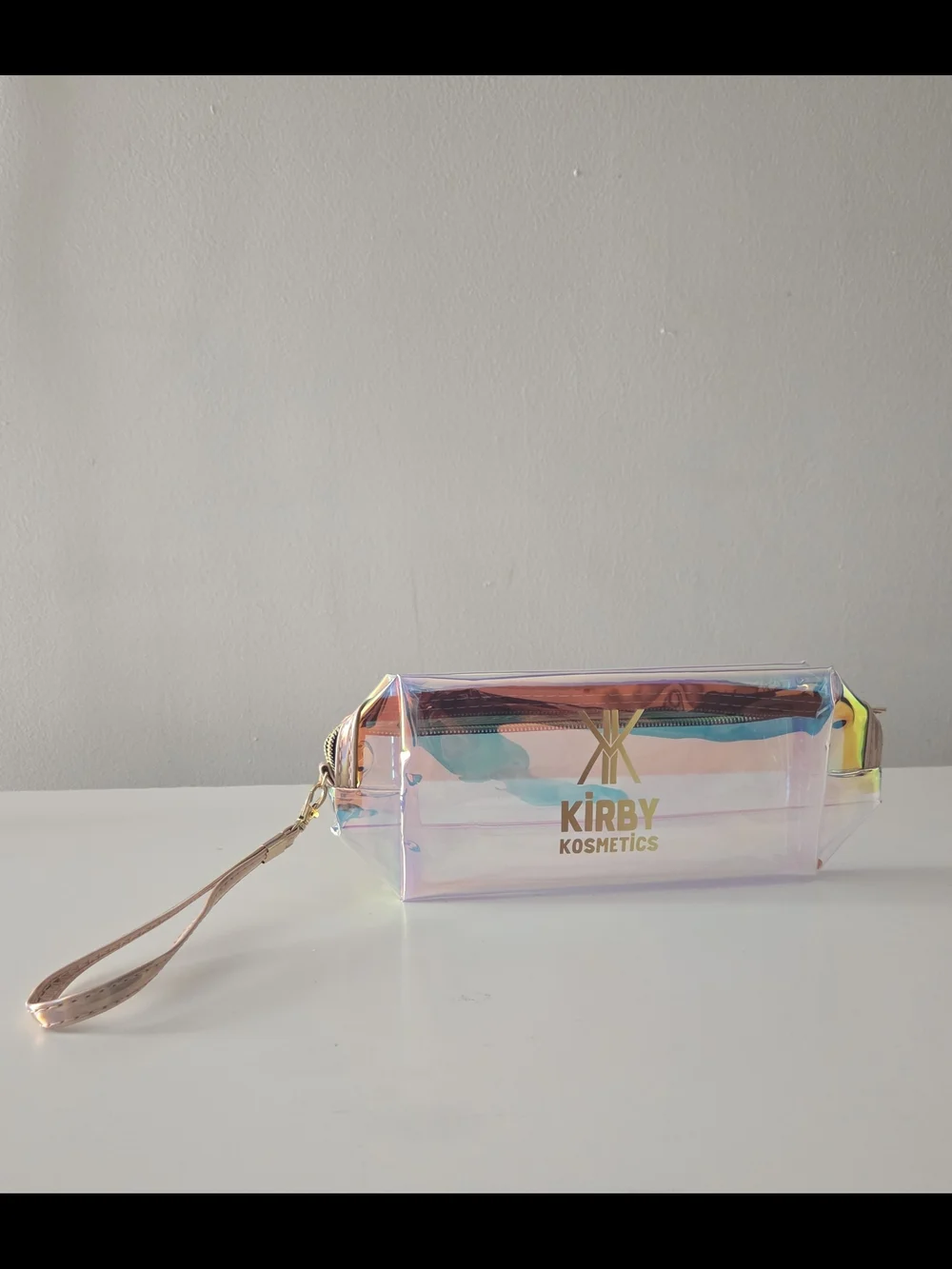 Kirby Kosmetics Clear Iridescent Plastic Zipper Makeup Bag Pouch &  Lip Oil